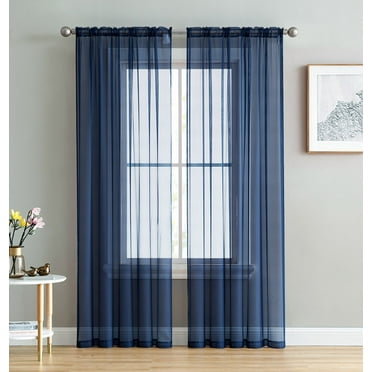 Addison Sheer Voile Window Curtain Solid Panels - Set of 2