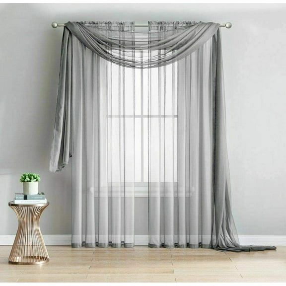 Addison Sheer Voile Window Curtain Solid Panels - Set of 2