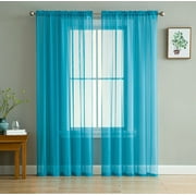 Addison Sheer Voile Window Curtain Solid Panels - Set of 2