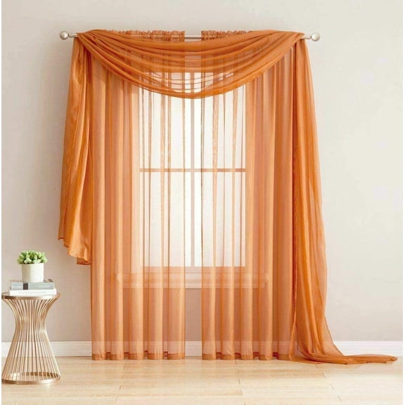 Addison Sheer Voile Window Curtain Solid Panels - Set of 2