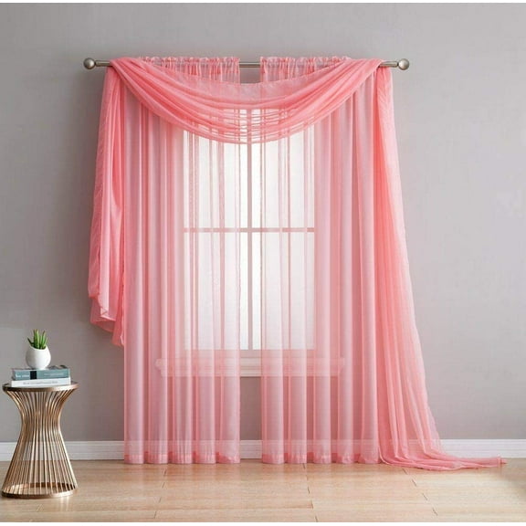 Addison Sheer Voile Window Curtain Solid Panels - Set of 2