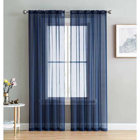 Addison Sheer Voile Window Curtain Solid Panels - Set of 2