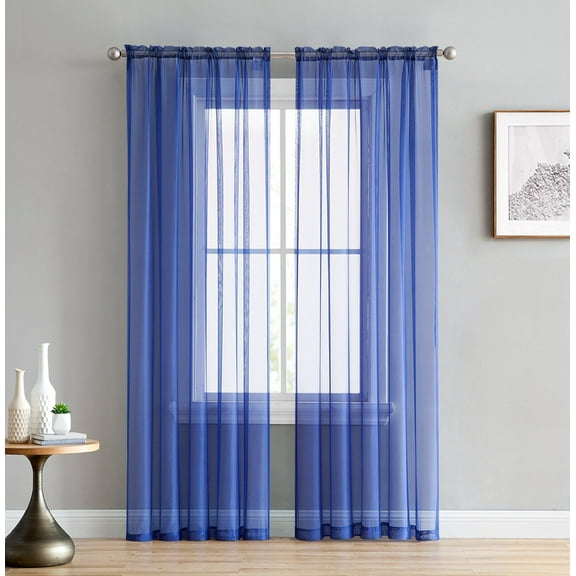 Addison Sheer Voile Window Curtain Solid Panels - Set of 2