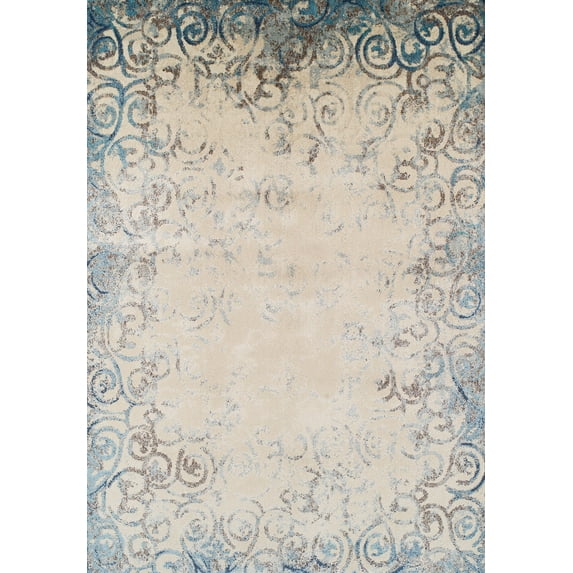 Addison Sheffield Distressed Scroll Blue Area Rug