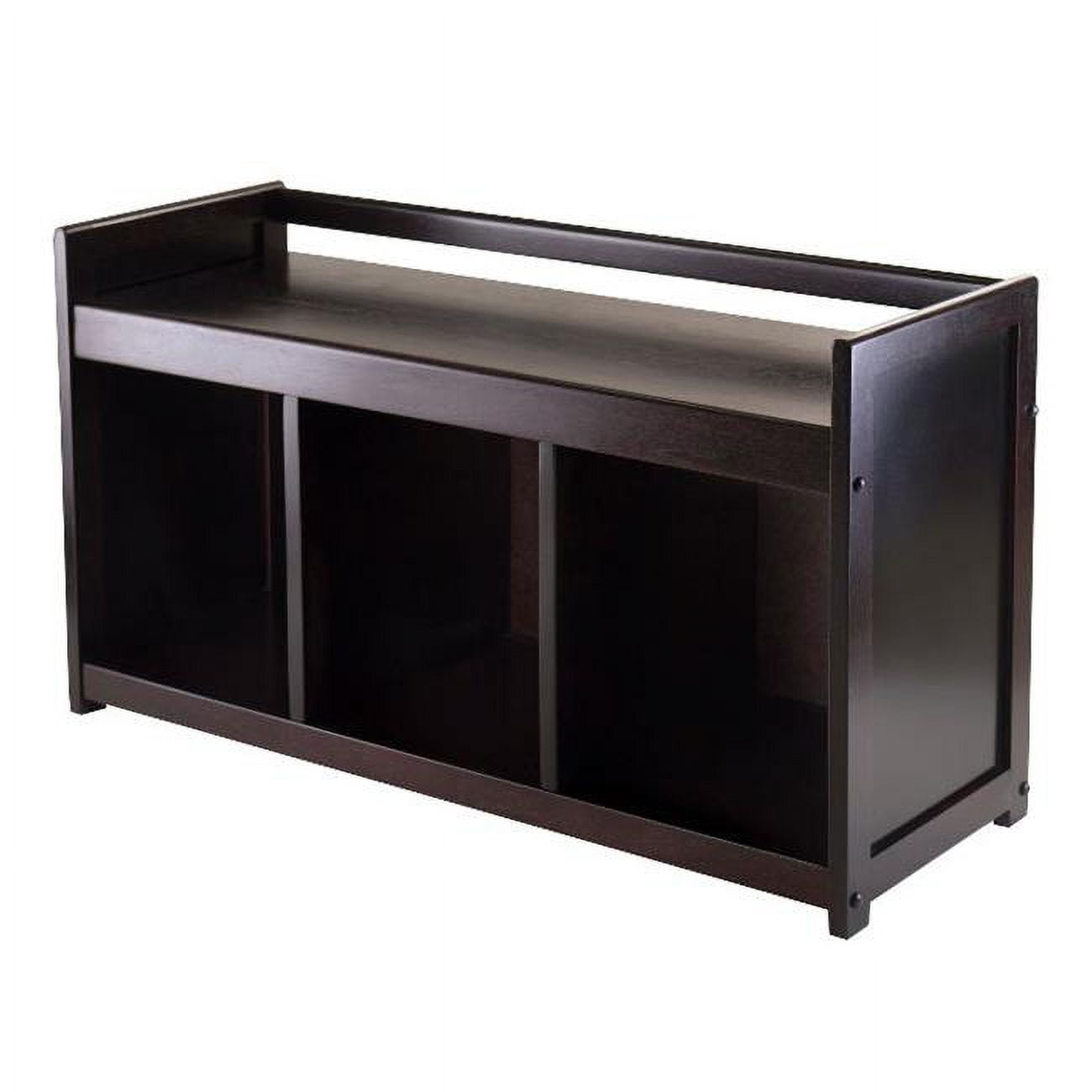 Espresso Transitional Storage Bench with Three Cubbies