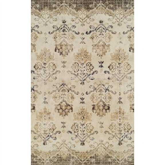 Addison Wellington Vintage Damask Brown Area Rug