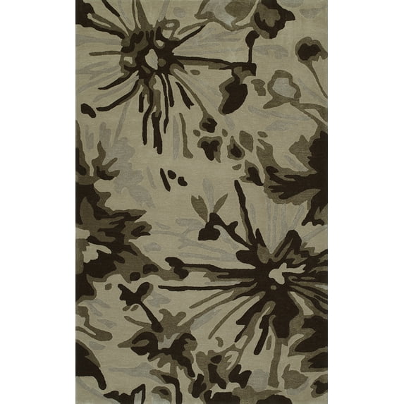 Addison Zenith Brown/Taupe Wool/Viscose Floral Area Rug - 9' x 13'