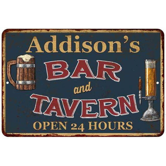 Addison's Green Bar & Tavern Rustic Sign 8 x 12 High Gloss Metal 208120047806