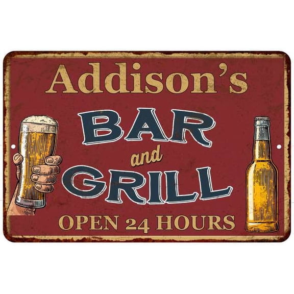 Addison's Red Bar and Grill Rustic Sign Decor 8x12 208120045806