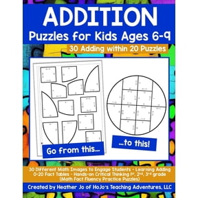 Math Fact Fluency Practice Puzzles Addition Puzzles for Kids Ages 6-9: 30 Different Math Images to Engage Students - Learning Adding 0-20 Fact Tables Hands, Book 2, (Paperback)