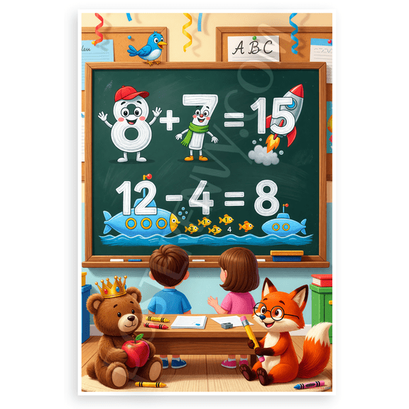 Addition Subtraction Math Classroom 12x18 US Made Poster
