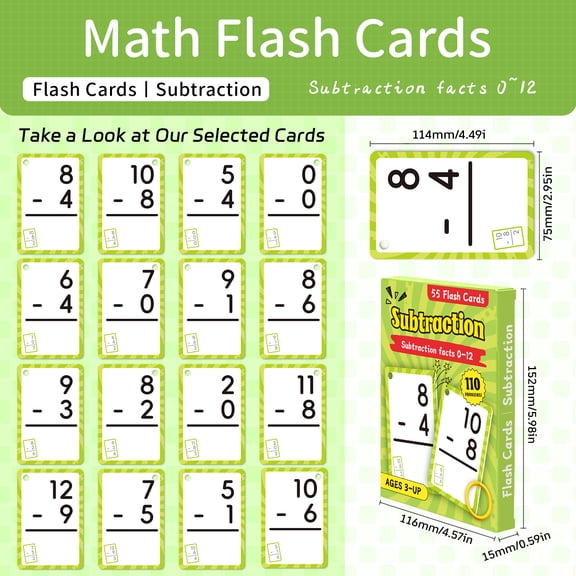 Addition and Subtraction Flash Cards, Math Facts Flashcards 1-20, Math Manipulatives Games for Kindergarten
