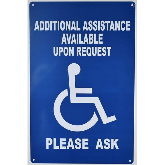 Additional Assistance Available Upon Request Sign (Blue,Aluminium, 9x14)-The Pour Tous Blue LINE(ref-2022-4)