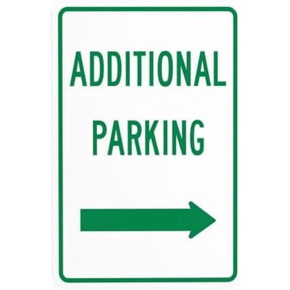 Additional Parking Sign With Right Arrow Sign Metal Signs, Cautions Tin Sign, Parking Lot Warning Posted Signs, Perfect for Street Business and Home Wall 8 x 12 Inch