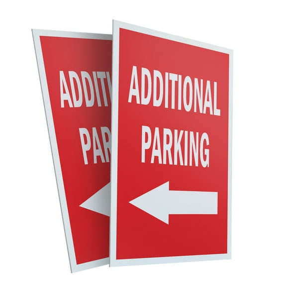 Additional Parking With Arrow (2-PACK) 24" x 36" Plastic Signs | Sign Insert 4mm Corrugated Plastic Signs Storefront Window Poster