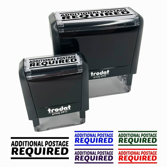 Additional Postage Required Mail Self-Inking Rubber Stamp Ink Stamper for Business Office - Black Ink - Small 1-1/2 Inch