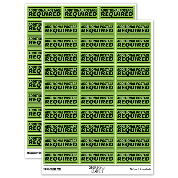Additional Postage Required Mail Sticker Set - Light Green - Matte Finish - 1.75" Medium