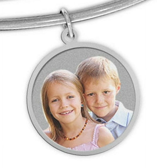 Additional Round Photo Charm for Expandable Bracelet - Additional Silver Tone Expandable Charm