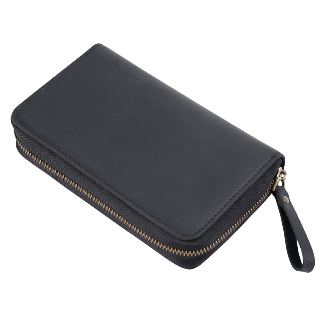 Traditional Fashion Genuine Cattlehide Pencil Case With Multiple Compartment Thin Plan For Students