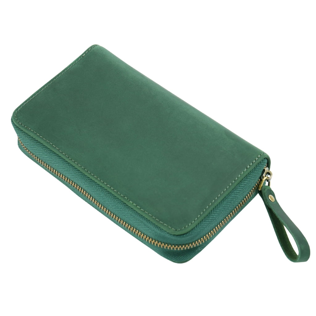 Traditional Fashion Genuine Cattlehide Pencil Case With Multiple Compartment Thin Plan For Students