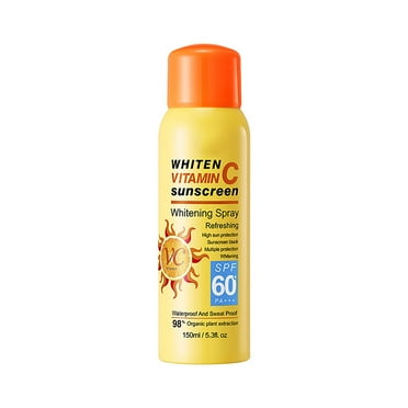 No Additives Suitable for Sensitive Skin Waterproof Outdoor Beach Sunscreen Clear Out Stock! Awwp Yellow 1*Sunscreen 60+ Spray Women's Face with Vitamin C Travel Facial Moisturizer（150Ml）