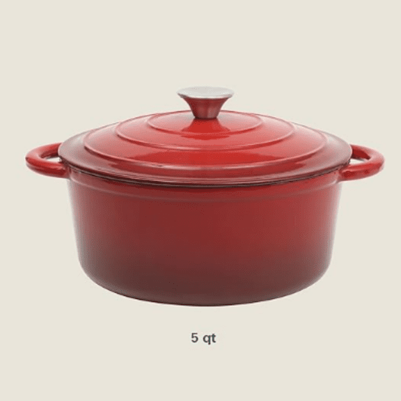 Addlestone 5-Quart Red Enamel Cast Iron Dutch Oven with Lid and Dual Handles Durable Round Cooking Pot