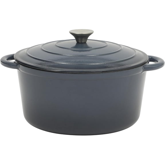 Addlestone 7 Qt Enameled Cast Iron Dutch Oven Pot with Lid  Round, Safe to 500F, Ideal for Bread Baking & Stews - Gradient Navy Blue