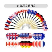 Addmotor 18 Pieces 6 Sets Steel Needle Tip Darts With National Flag Flight Flights National Flag