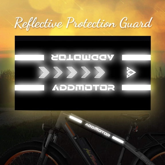 Addmotor Battery Protector, Nylon Protection Pad with Reflective Strips, Protective Guard Cover Safe Warning Tape Straps for Bicycle