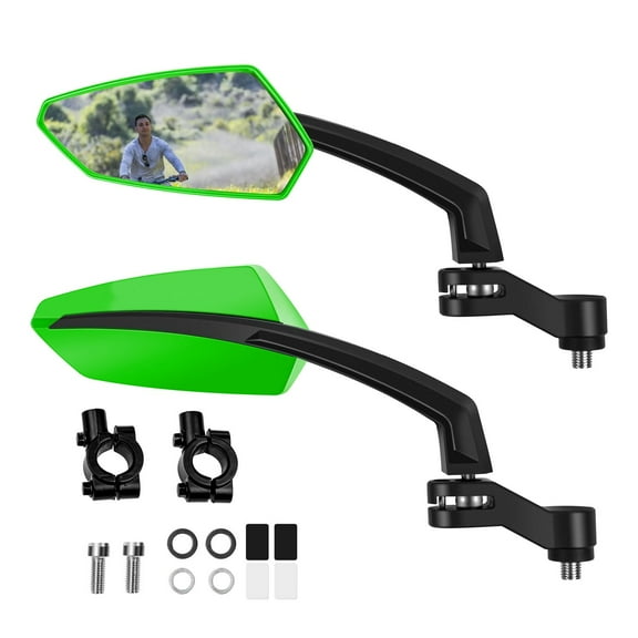 Addmotor Bike Mirror, 1 Pair Bicycle Mirror Handlebar Mount, 360° Adjustable Rotatable Bike Mirrors, HD, Safe Handlebar Rearview Mirror, Bike Accessories Bicycle Mirrors Set Green