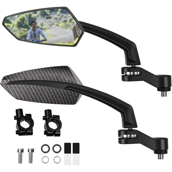 Addmotor Bike Mirror, 1 Pair Bicycle Mirror Handlebar Mount, 360 Adjustable Rotatable Bike Mirrors, HD, Safe Handlebar Rearview Mirror, Bike Accessories Bicycle Mirrors Set(Black)