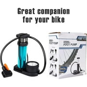 Addmotor Bike Pump, Mini Portable Bicycle Foot Pump with Pressure Gauge, Bicycle Tire Air Pump, Blue