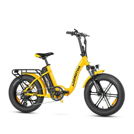 Addmotor Electric Bike for Adults, Foldable Step-Thru Electric Bike, 48V 20Ah Removable Battery, 750W Folding Electric Bike for Adults, M-140 R7 20" Fat Tire Ebike,Yellow