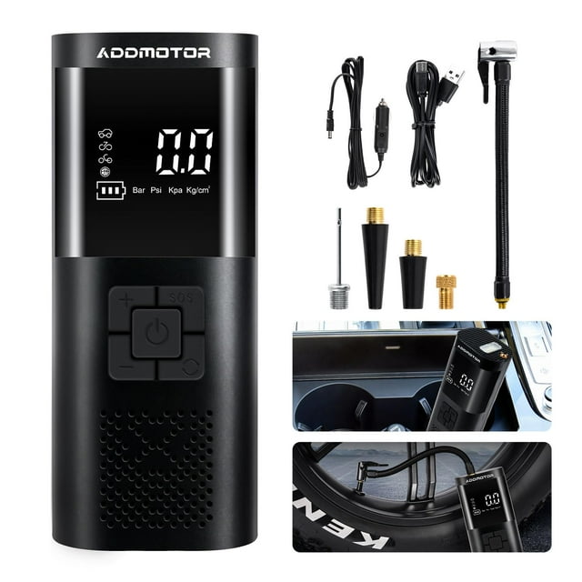 Addmotor Electric Bike Pump, Air Compressor Tire Inflator, Electric Tire Pump with Digital