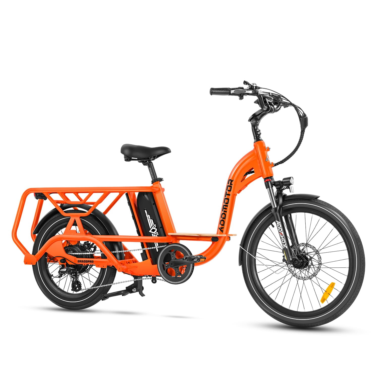 Addmotor Electric Bike for Adult, 48V 20AH Single Battery System, GRAOOPRO Electric Bicycle with Passenger Seat, 750W 105Mile Cargo Ebike, Orange