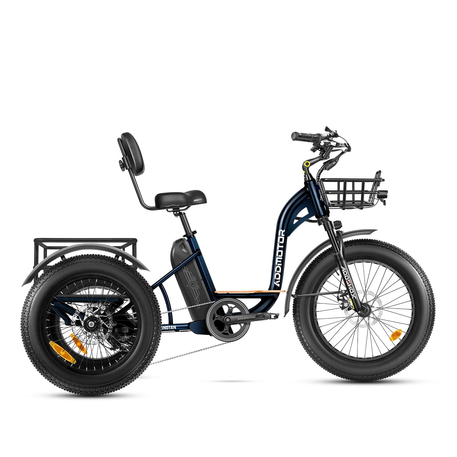 Addmotor Electric Trike, 750W 85 MI Electric Tricycle for Adults M-340 3 Wheel Electric Bicycle, 48V 20Ah Removable Battery, Step-Thru Electric Bike with Speed Differential & Parking Brake, Dark Blue