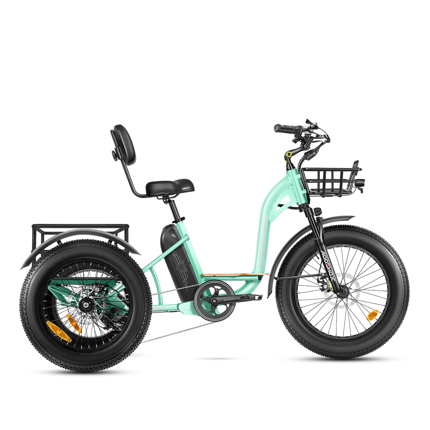 Addmotor Electric Trike, 750W 85 MI Electric Tricycle for Adults M-340 3 Wheel Electric Bicycle, 48V 20Ah Removable Battery, Step-Thru Electric Bike with Speed Differential & Parking Brake, Cyan