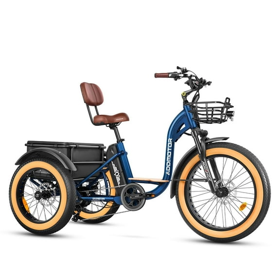 Addmotor Electric Trike, 750W 85 MI Electric Tricycle for Adults M-340 3 Wheel Electric Bicycle, 48V 20Ah Removable Battery, Step-Thru Electric Bike with Speed Differential & Parking Brake, Blue