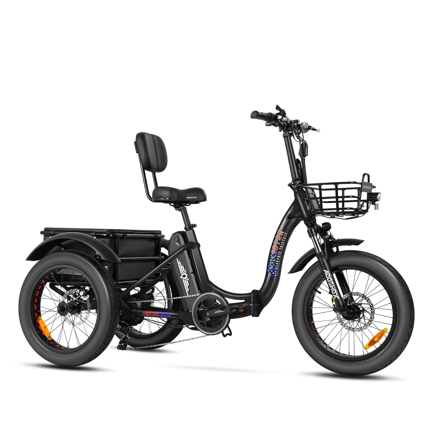 Addmotor Electric Trike, 750W Foldable Electric Tricycle, Folding Electric Trike for Adults,48V 20Ah Removable Battery,20 Fat Tire Electric Trikes with Rear Speed Differential,M-330F Black