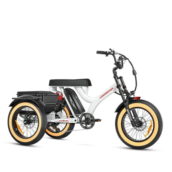 Addmotor Fat Tire Unisex Adults Electric Tricycle, White, 20''