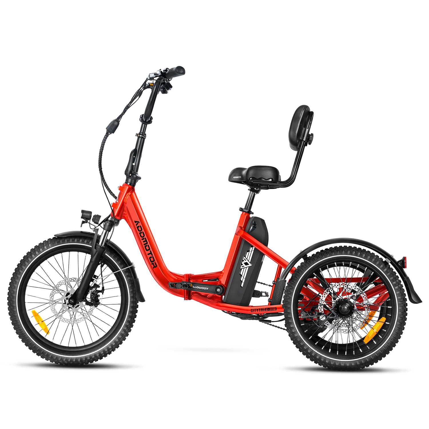 Addmotor Folding Electric Trike, 90MI Electric Tricycle for Adults, 750W 48V 20Ah, CITYTRI 3 Wheel Electric Bikes, Step-Thru Etrike with Rear Speed Differential & Parking Brake, E-310 Plus Red