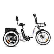 Addmotor M330II Electric Tricycle, 85 MI Long Range, 750W 48V 20AH Step-Thru Electric Trike, 3 Wheel Fat Tire Electric Bicycle for Adults with with Rear Speed Differential, White