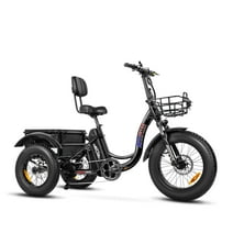Addmotor M330II Electric Tricycle, 85 MI Long Range, 750W 48V 20AH Step-Thru Electric Trike, 3 Wheel Fat Tire Electric Bicycle for Adults with Front & Rear Basket, Black