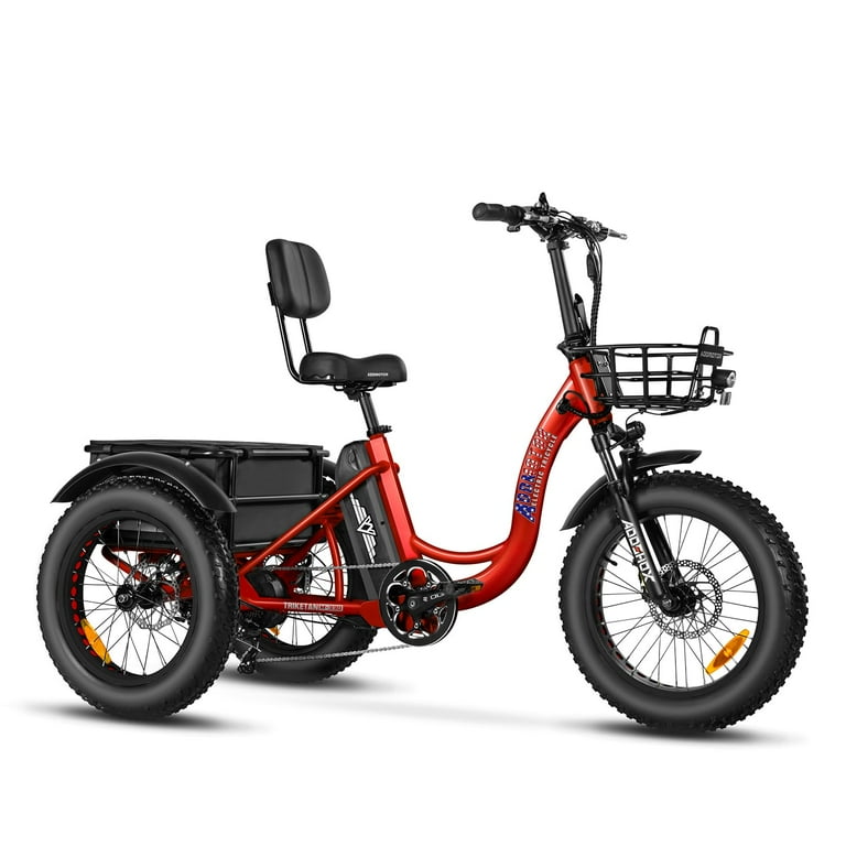 Addmotor motan electric tricycle 24 inch fat tire electric trike 3 store big wheel 750w rear basket cargo ebikes 14.5 ah lithium bat