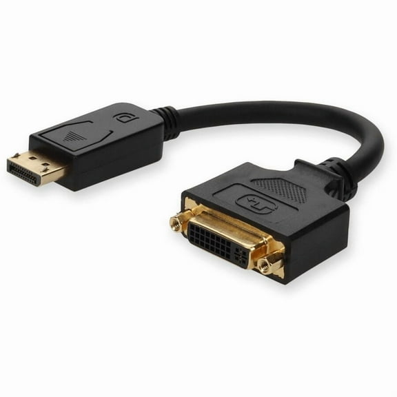 Addon 8in Displayport To Dvi-i Adapter Cable - Displayport Cable - Displayport (m) To Dvi-i (f) - Active - Black