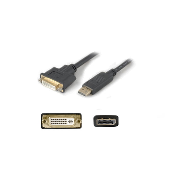 Addon 8in Displayport To Dvi-i Adapter Cable - Displayport Cable - Displayport (m) To Dvi-i (f) - Active - Black