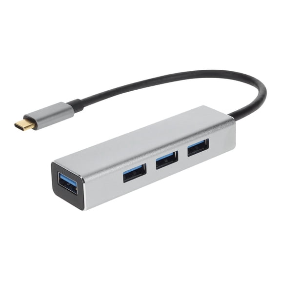 AddOn 8in USB C 3.0 Male to 4xUSB A 3.0 Female Black Hub with Aluminum Housing 5Gbps