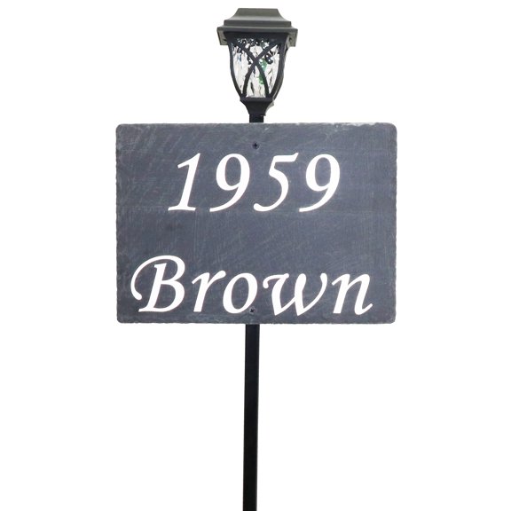 Address America  Toulouse Slate Address Sign with Solar Lamp