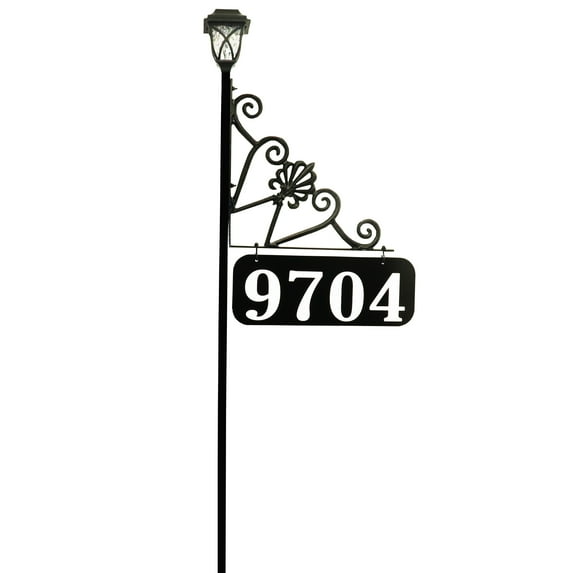 Address America USA Handcrafted, Double-Sided Reflective, All Metal 48" Victoria Reflective Address Sign with Solar Light Top