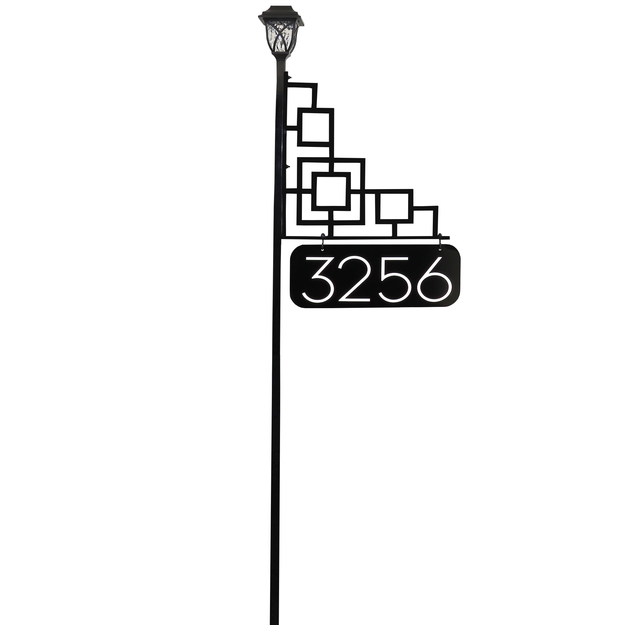 Windsor Black Metal 58" Reflective Address Sign with Solar Lamp